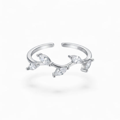 Sparkling Marquise Leaf Open Ring