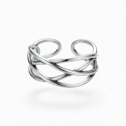 Multi-Layer Crisscross Open Ring in Silver