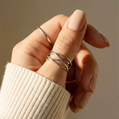 Multi-Layer Crisscross Open Ring in Silver