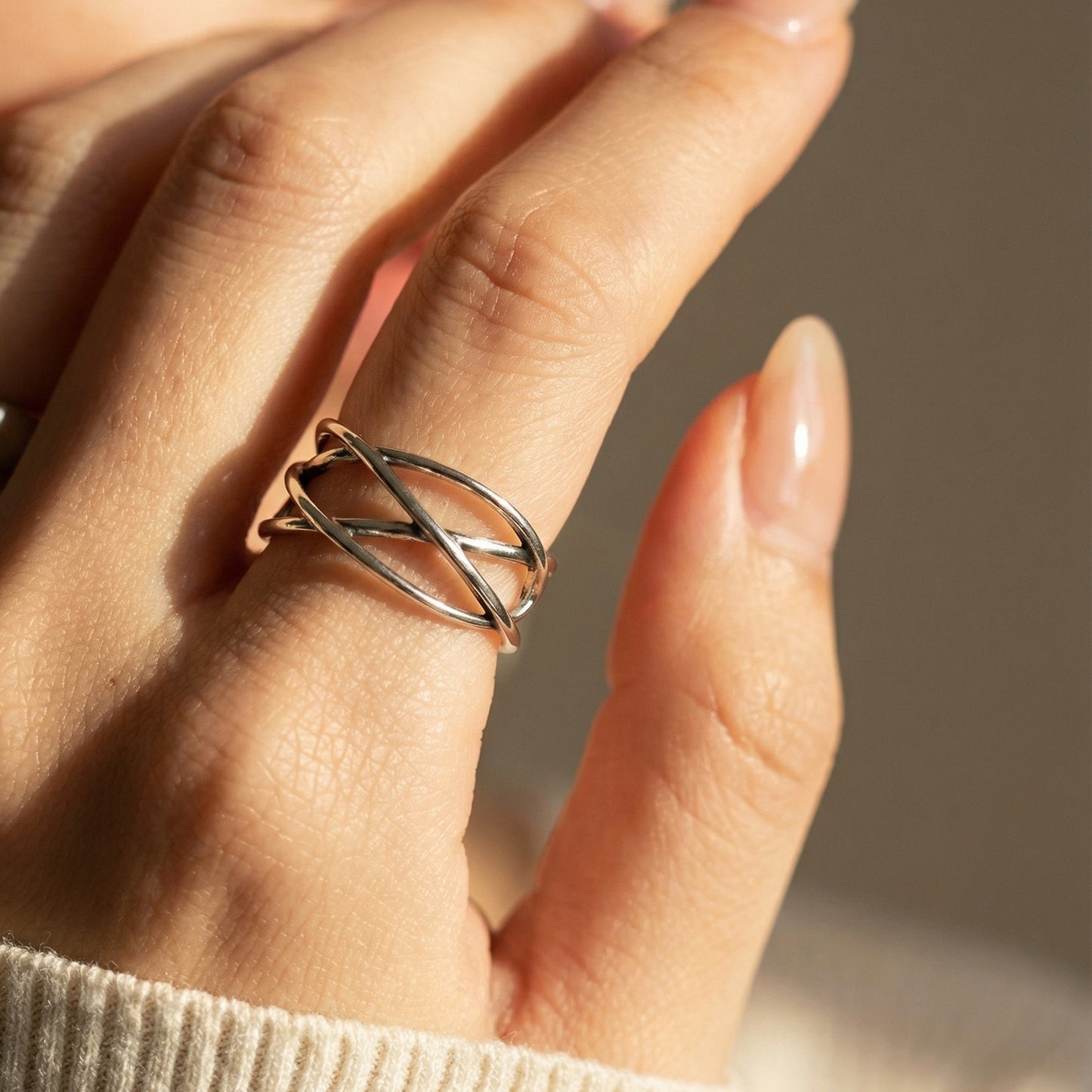 Multi-Layer Crisscross Open Ring in Silver