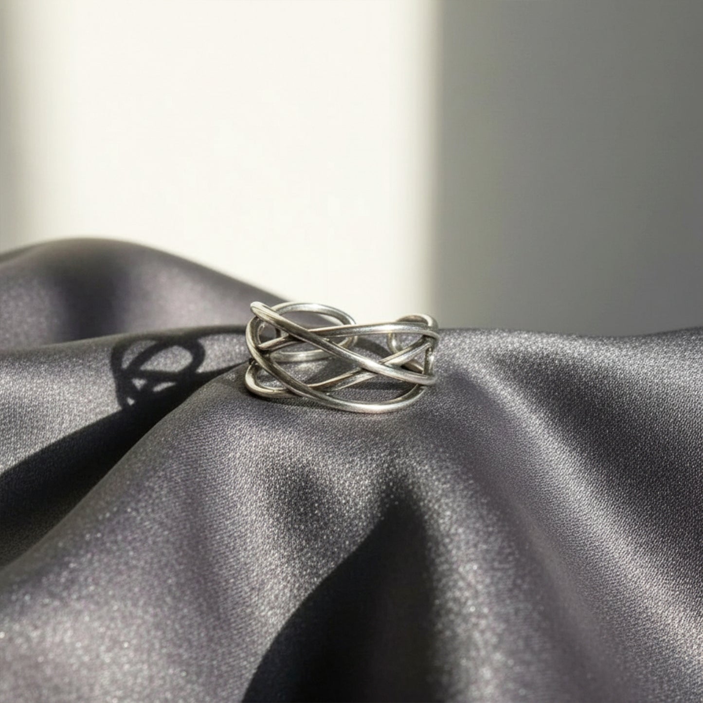 Multi-Layer Crisscross Open Ring in Silver