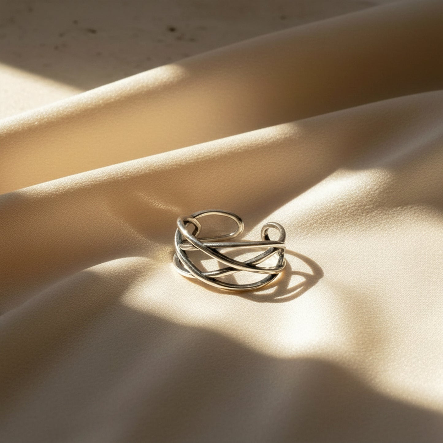 Multi-Layer Crisscross Open Ring in Silver