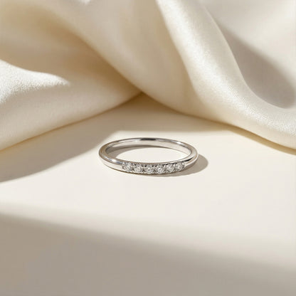 Dainty CZ Stacking Ring with 6 Stones