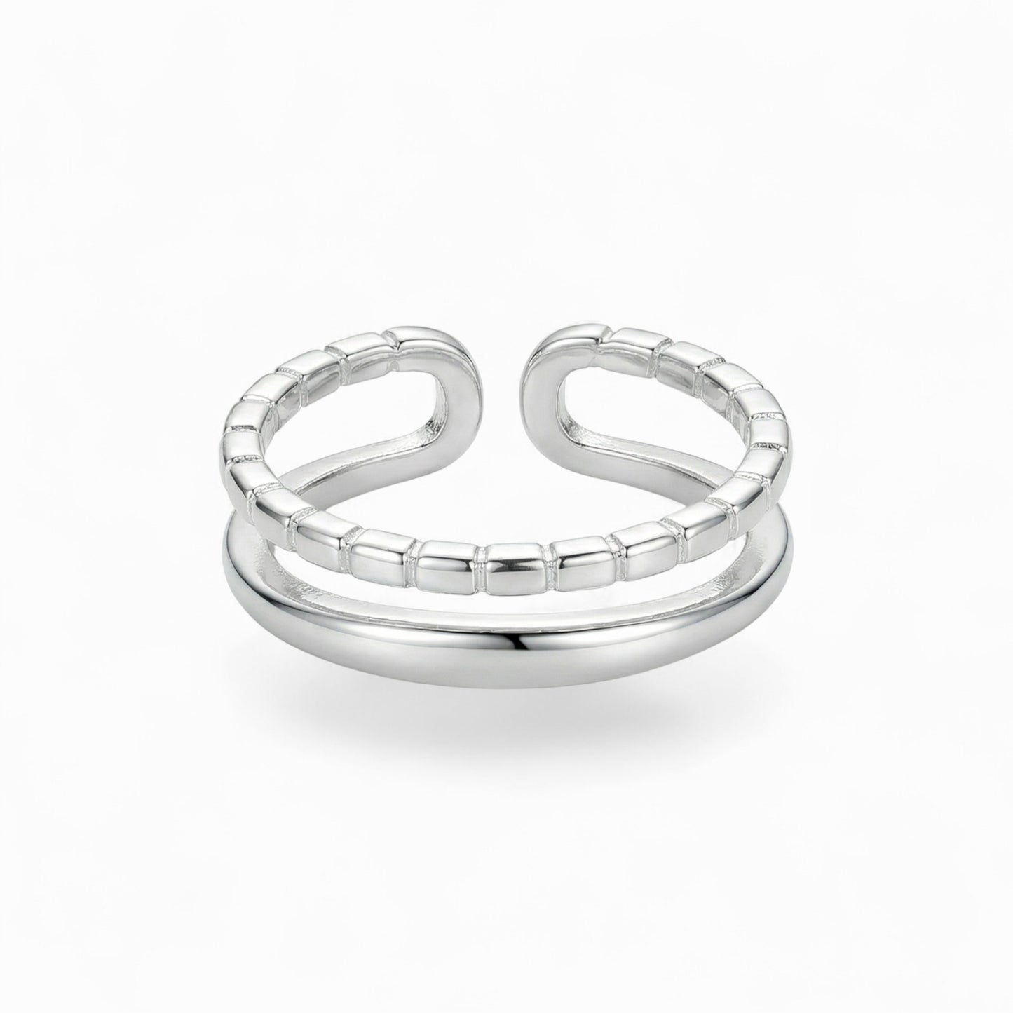 Double Band Silver Open Ring