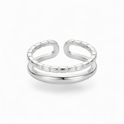 Double Band Silver Open Ring