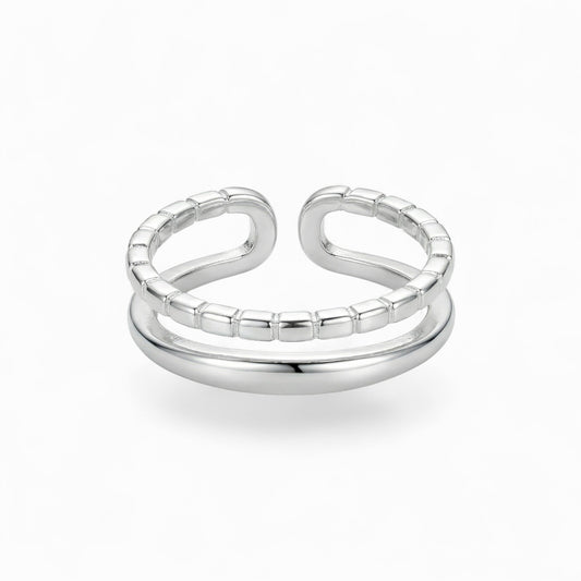 Double Band Silver Open Ring