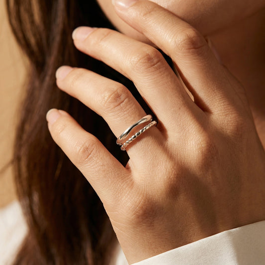 Double Band Silver Open Ring