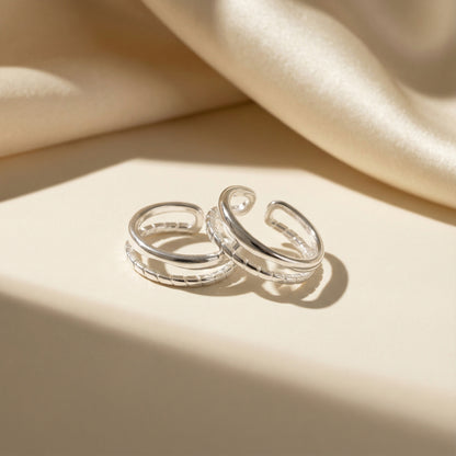 Double Band Silver Open Ring
