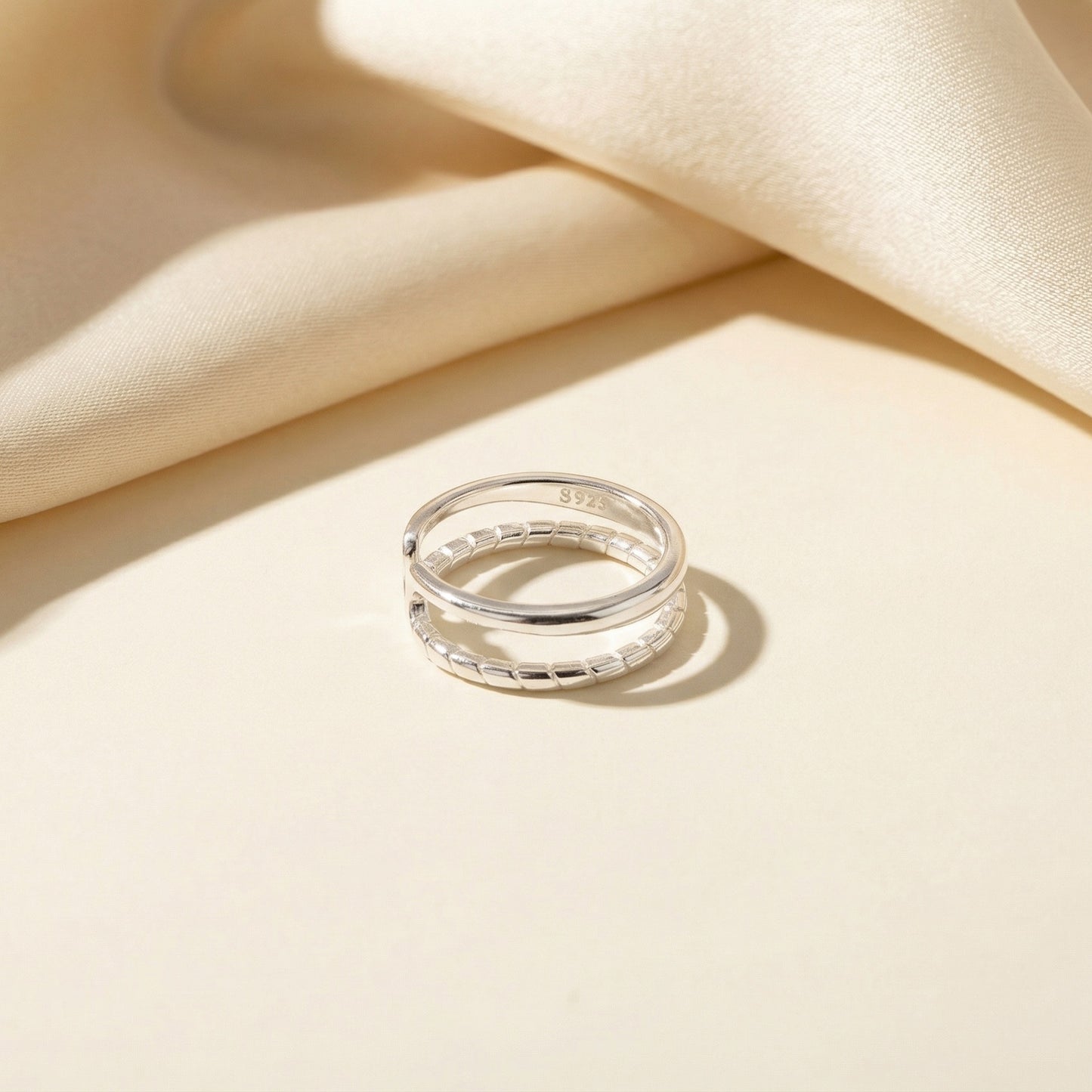 Double Band Silver Open Ring