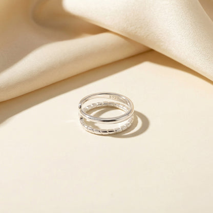 Double Band Silver Open Ring