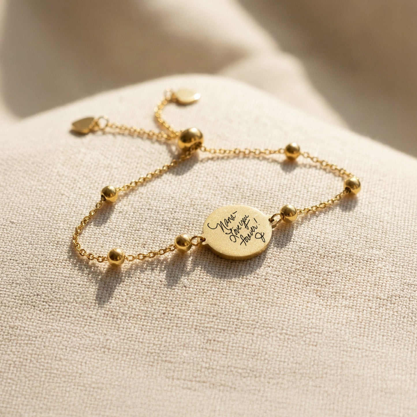 Custom Handwriting Disc Ball Chain Bracelet