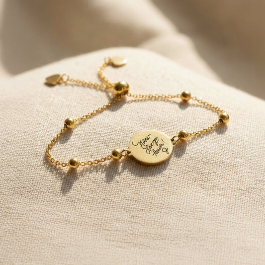 Custom Handwriting Disc Ball Chain Bracelet