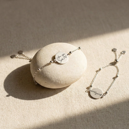 Custom Handwriting Disc Ball Chain Bracelet