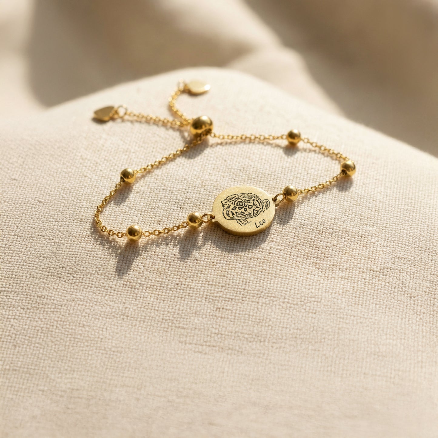 Pet Portrait With Name Bead Chain Bracelet