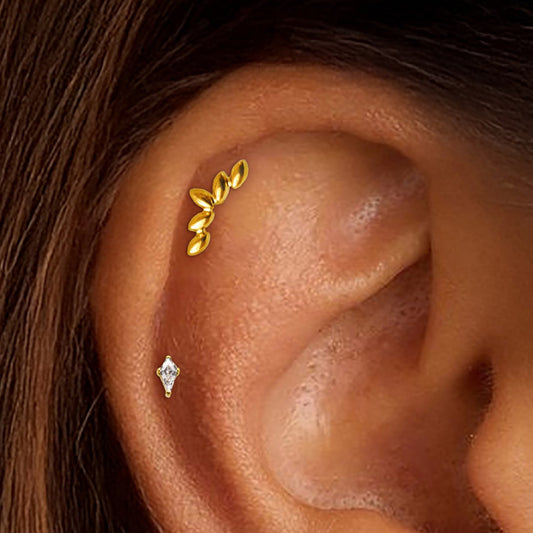 Five-leaf Threadless Titanium Flat Back
