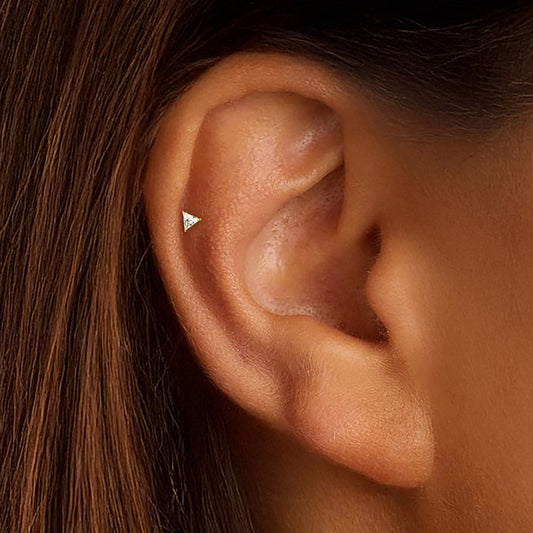 Tiny Triangle CZ Internally Threaded Titanium Flat Back