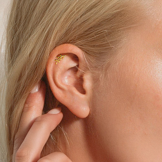 Tiny Leaf Branch Flat Back