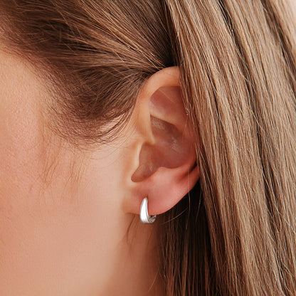 Silver Pearl Inlay Tapered Hoops
