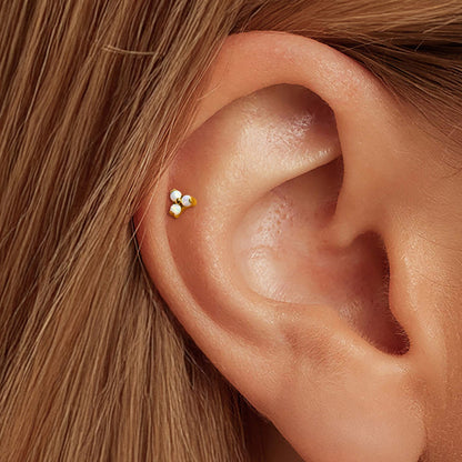 Trinity Pearl Bead Titanium Flat Back