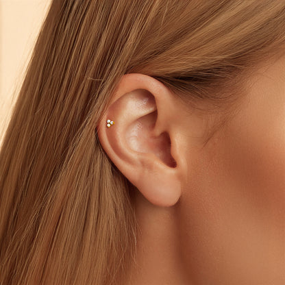 Trinity Pearl Bead Titanium Flat Back