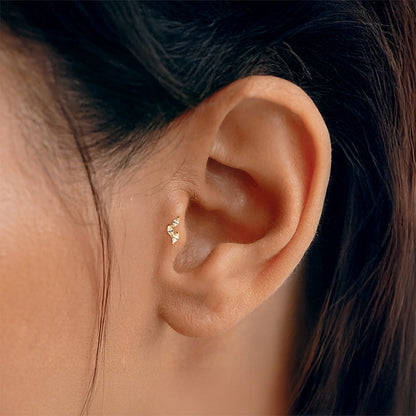 Tri-Leaf CZ Titanium Flatback Stud