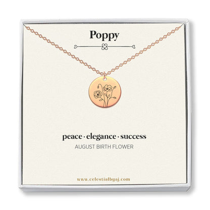 August Birth Flower - Poppy Necklace