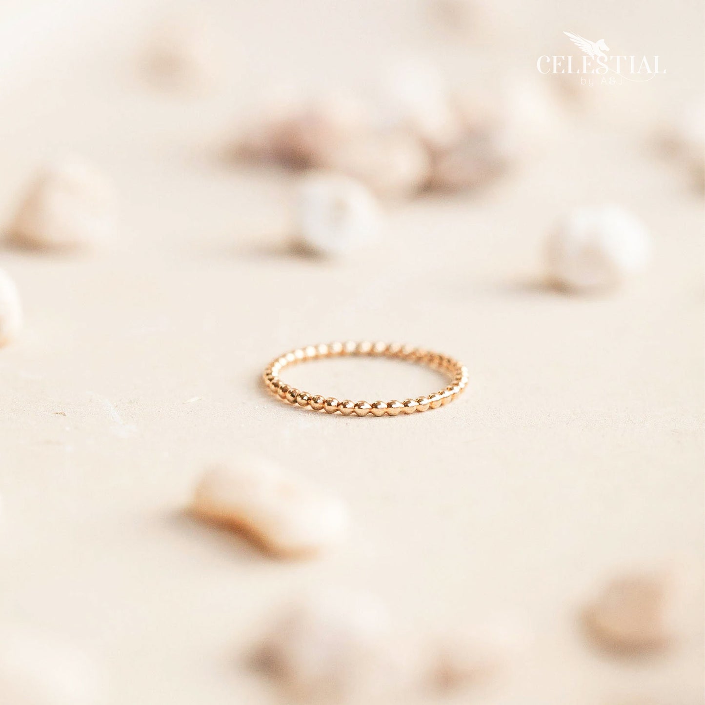 Dainty Beaded Ring in Gold