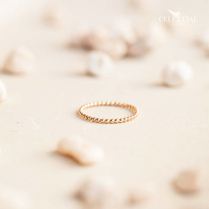 Dainty Beaded Ring in Gold