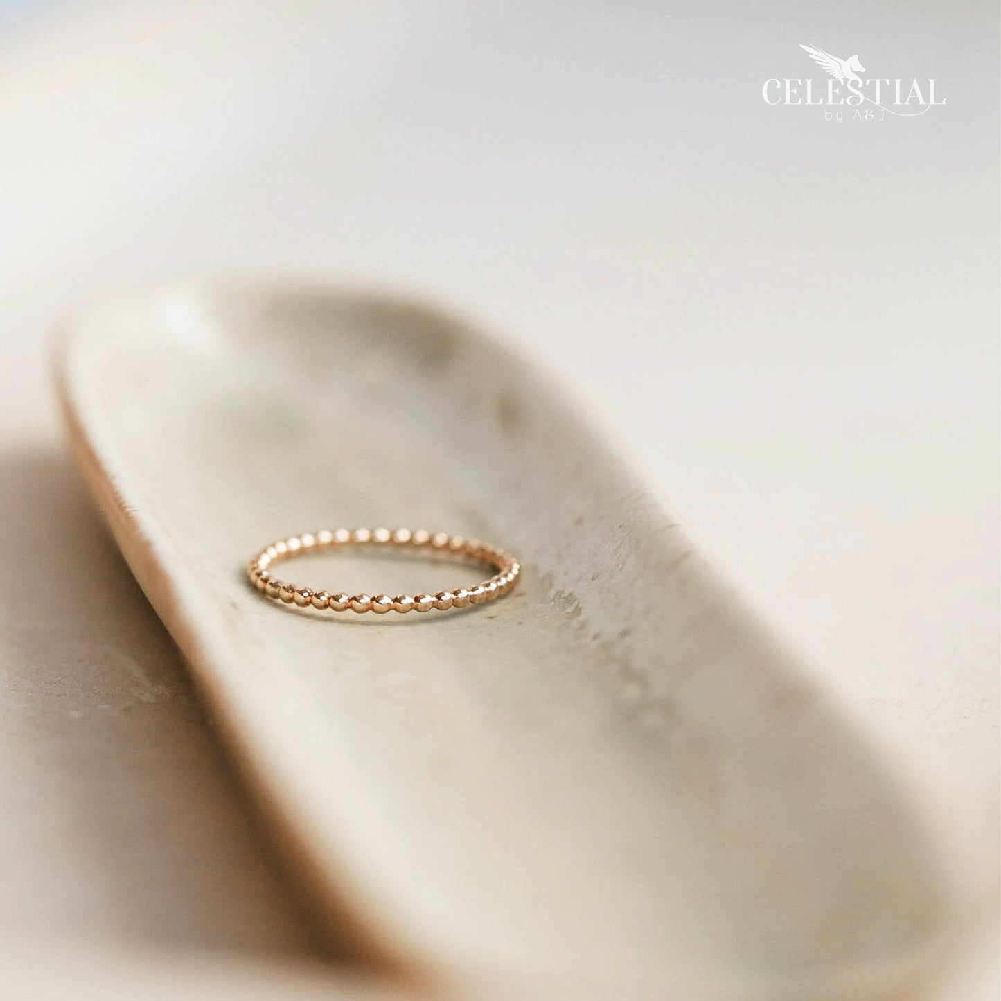 Dainty Beaded Ring in Gold