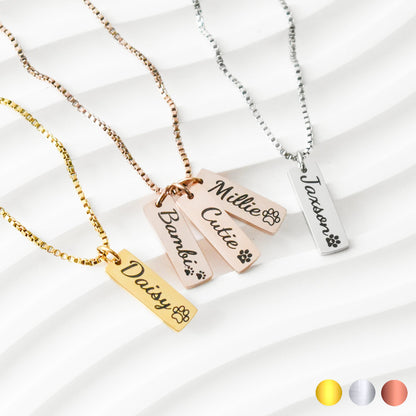 Pet Name Dainty Tag Necklace with Box Chain
