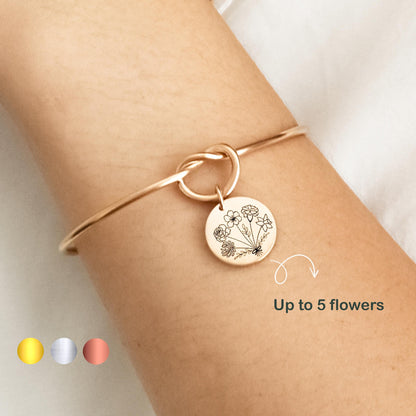 Combined Birth Flower Bouquet Knot Bracelet