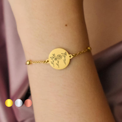 Combined Birth Flower Bead Chain Bracelet