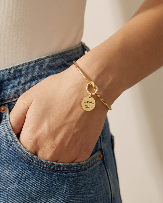 Engraved Handwriting Knot Bracelet