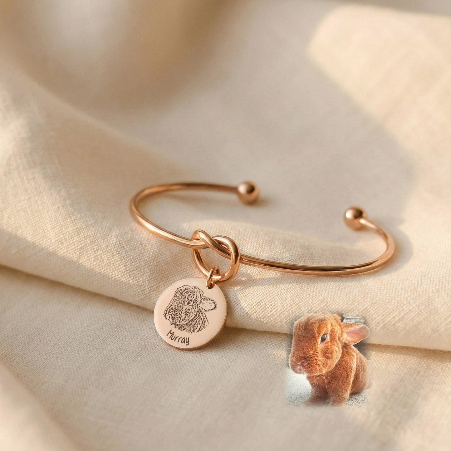 Pet Portrait Engraved Knot Bracelet