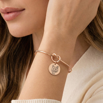 Pet Portrait Engraved Knot Bracelet