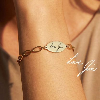 Custom Handwriting Oval Link Chain Bracelet