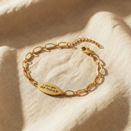 Custom Handwriting Oval Link Chain Bracelet