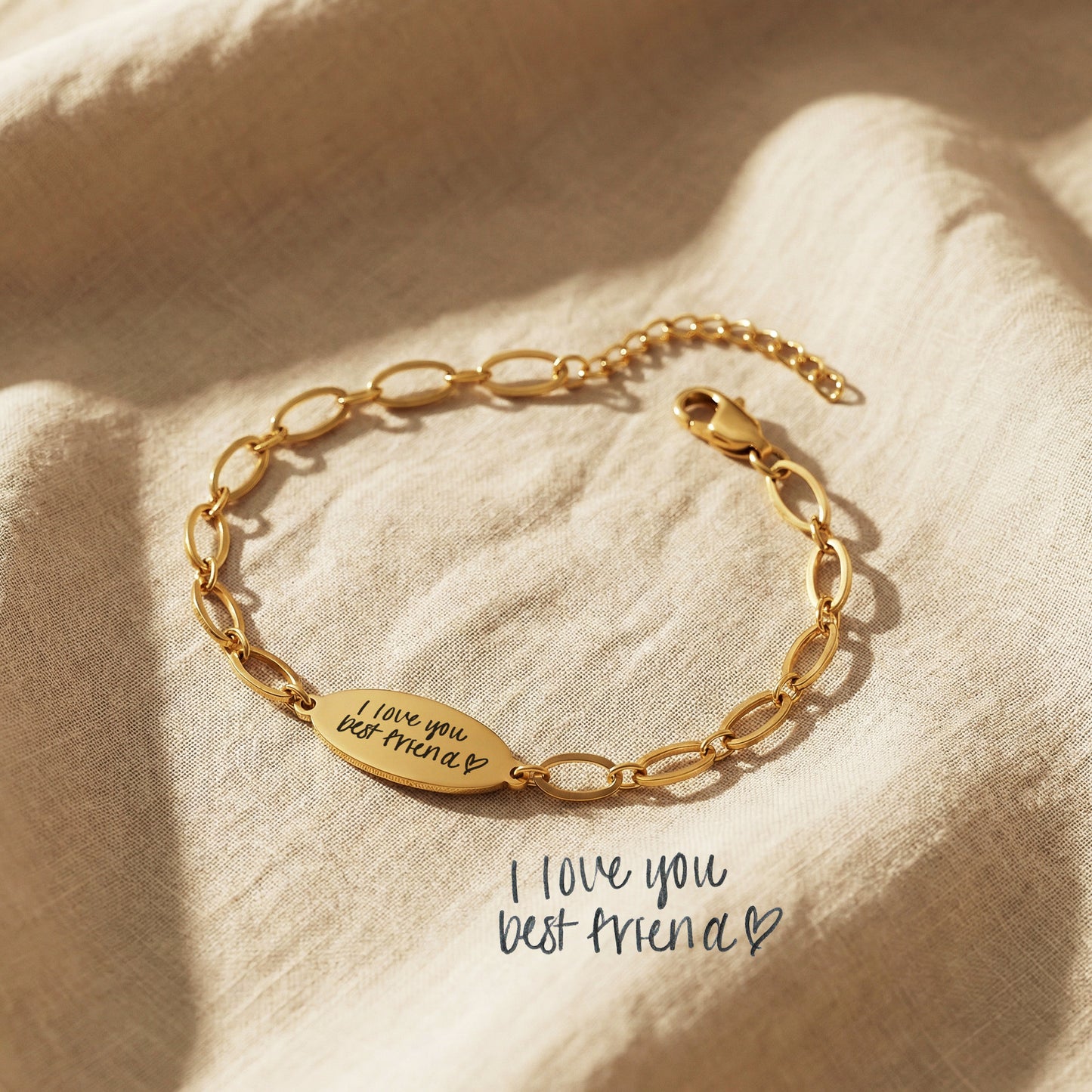 Custom Handwriting Oval Link Chain Bracelet