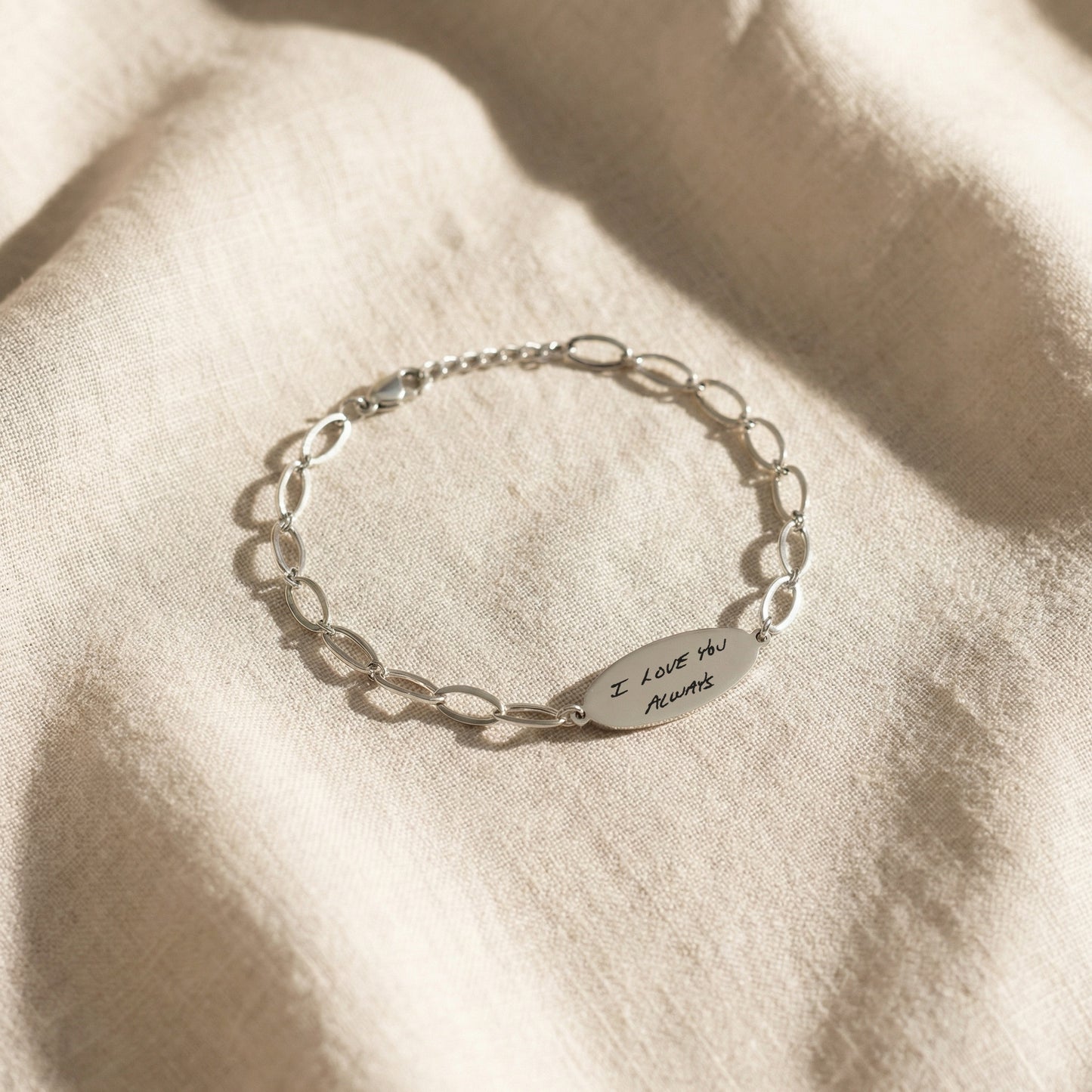 Custom Handwriting Oval Link Chain Bracelet