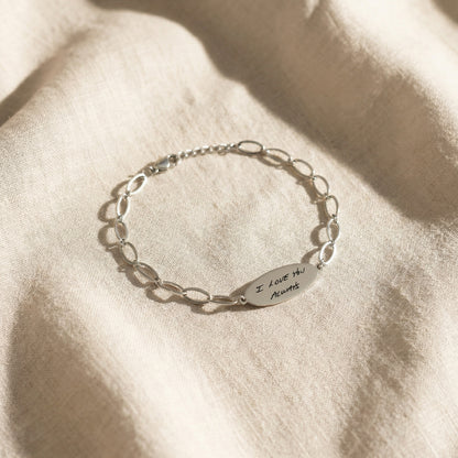 Custom Handwriting Oval Link Chain Bracelet
