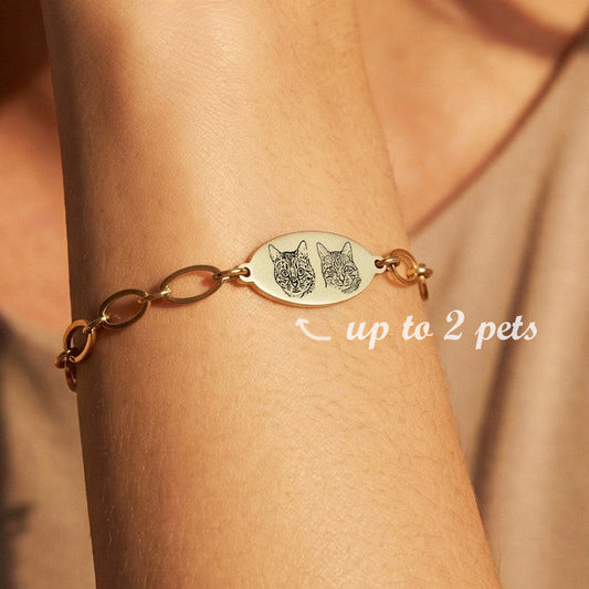 Pet Portrait Oval Link Chain Bracelet