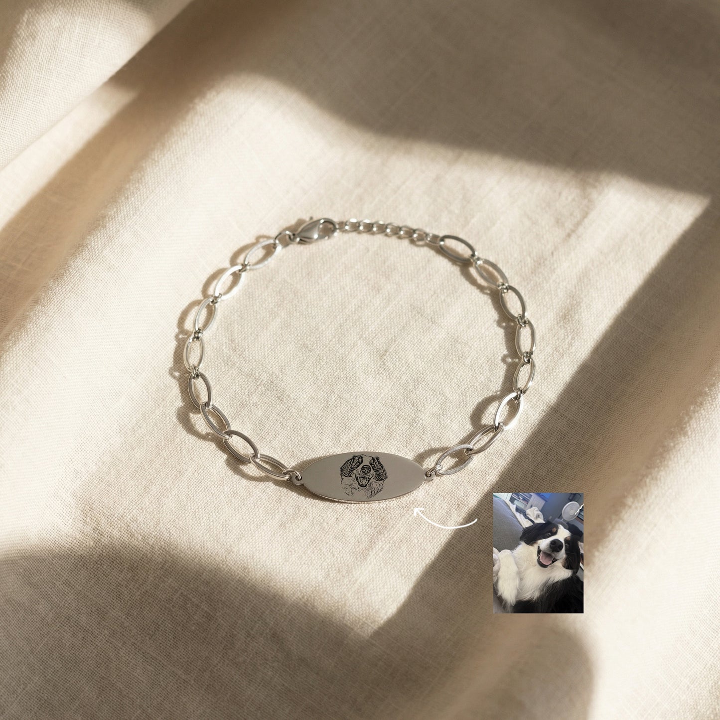 Pet Portrait Oval Link Chain Bracelet