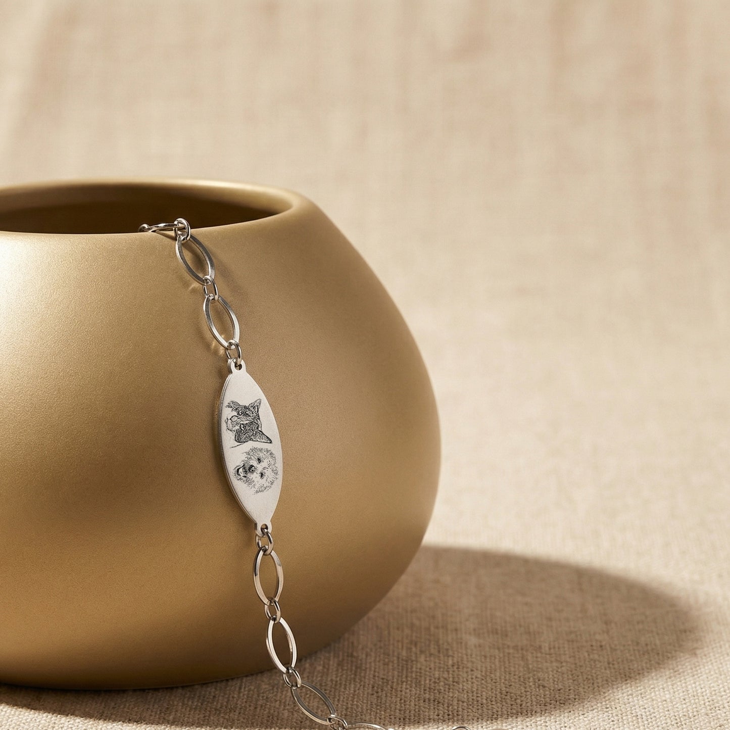 Pet Portrait Oval Link Chain Bracelet