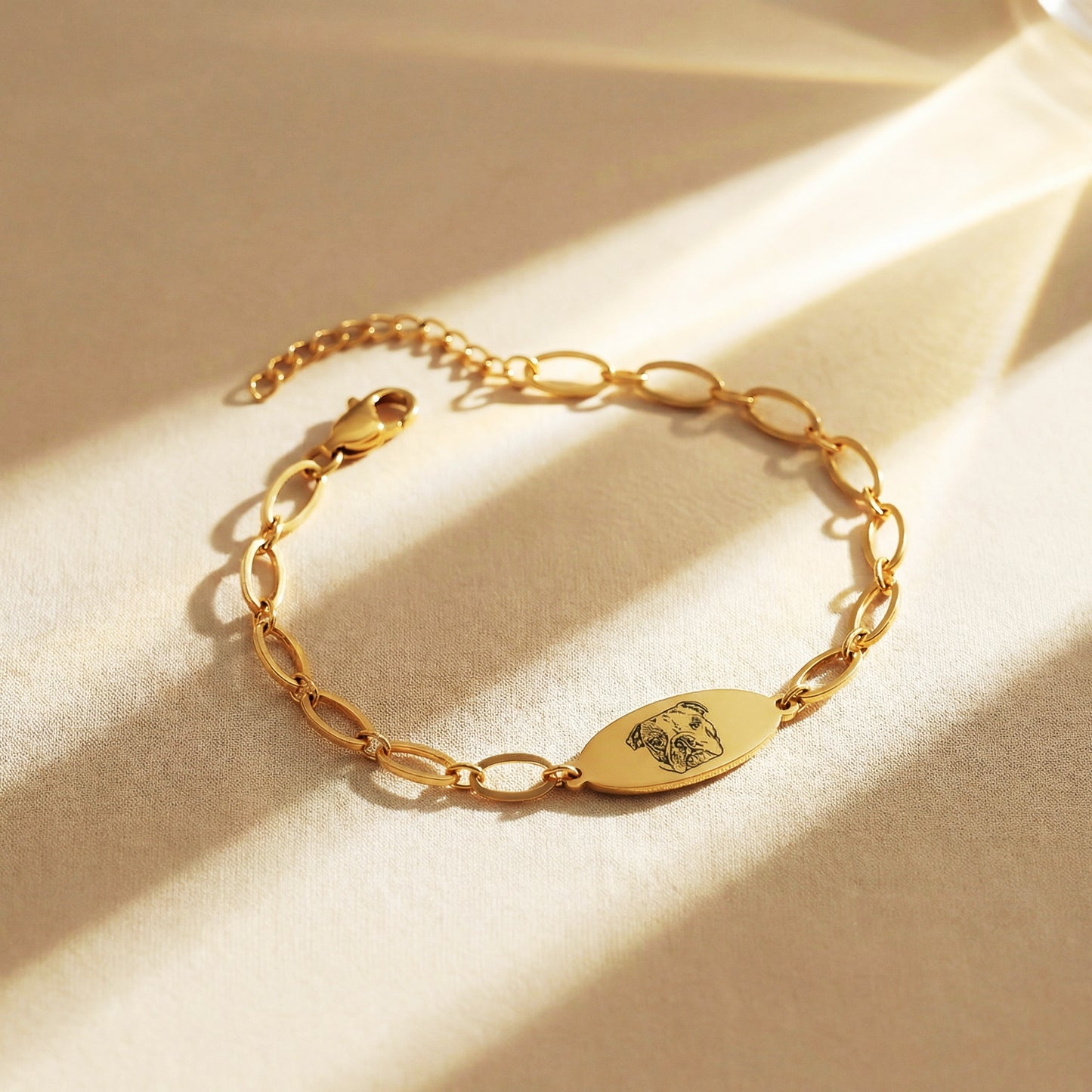 Pet Portrait Oval Link Chain Bracelet