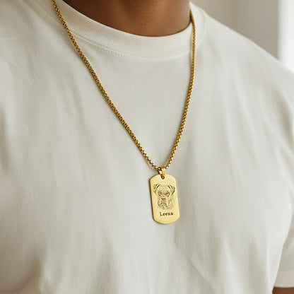 Pet Portrait Men Dog Tag