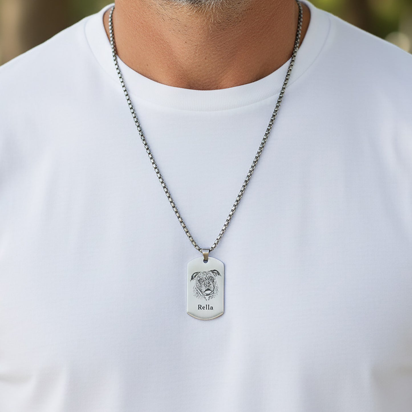 Pet Portrait Men Dog Tag