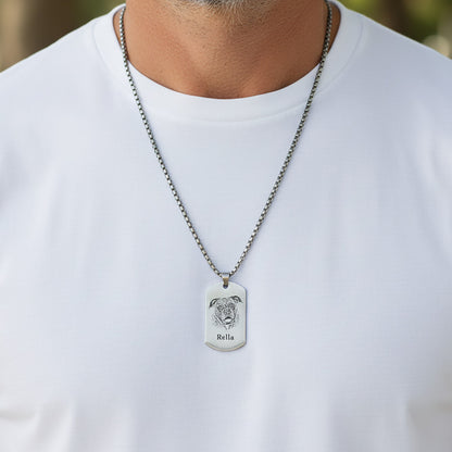 Pet Portrait Men Dog Tag