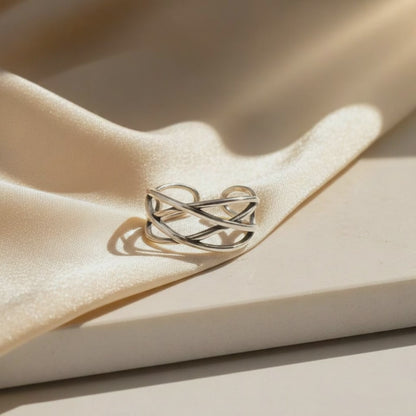 Multi-Layer Crisscross Open Ring in Silver