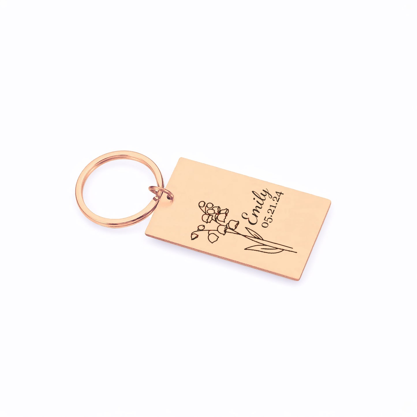 Birth Flower Key Chain With Name