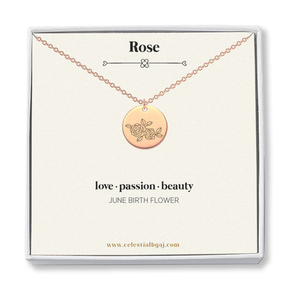 June Birth Flower - Rose Necklace